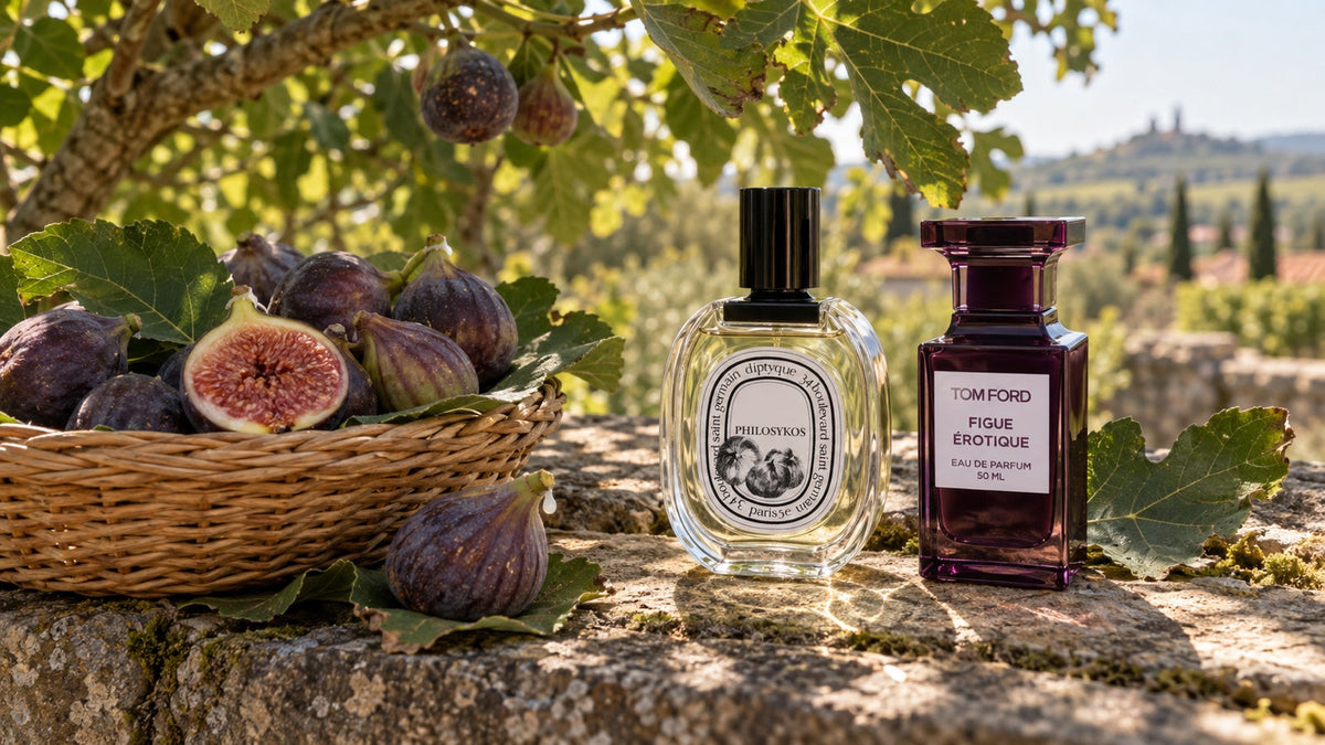 Diptyque Philosykos a Tom Ford Figue Érotique na zídce pod fíkovníkem