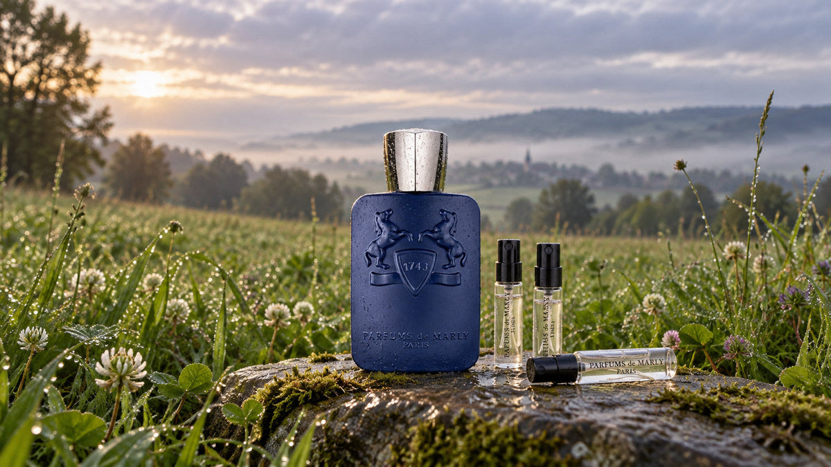 Parfums de Marly Layton se vzorky na louce