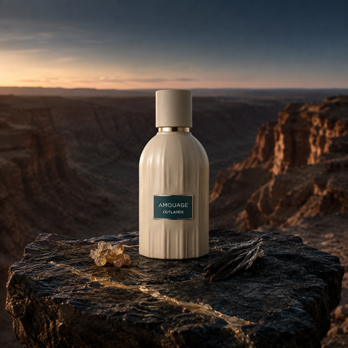 Amouage Outlands na černé skále nad kaňonem za soumraku – MrRizz