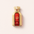 Zlatý flakon Dar El Ward Ahlam EDP 100 ml s rubínově červeným průčelím a ozdobným uzávěrem – MrRizz