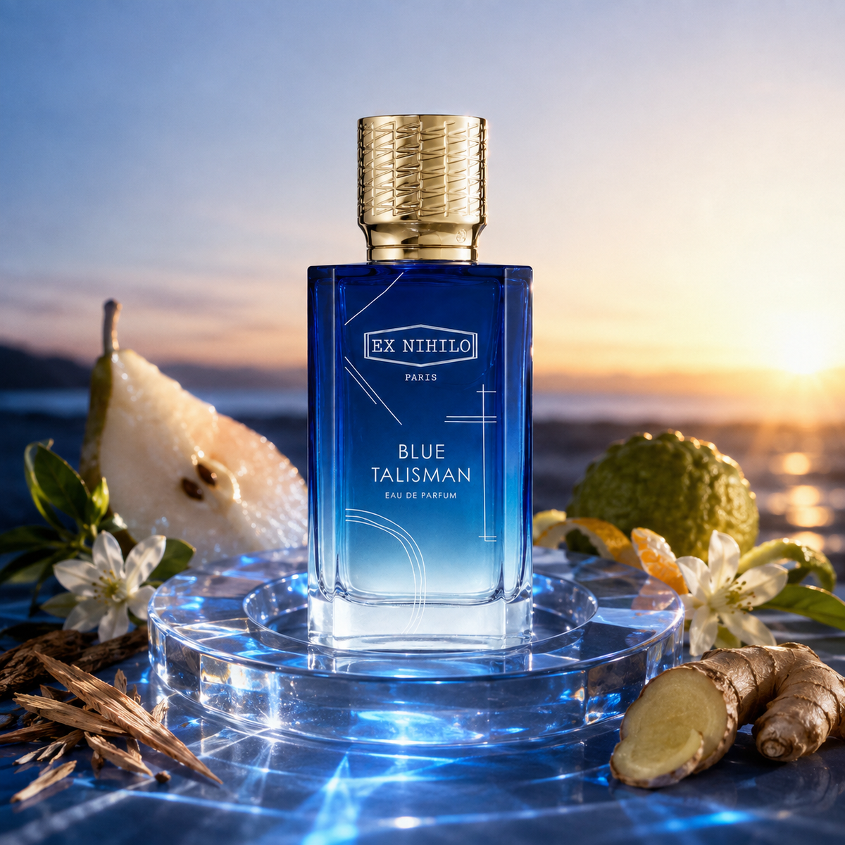 Ex Nihilo Blue Talisman – zářivé zátiší s hruškou, bergamotem, zázvorem a cedrem – MrRizz