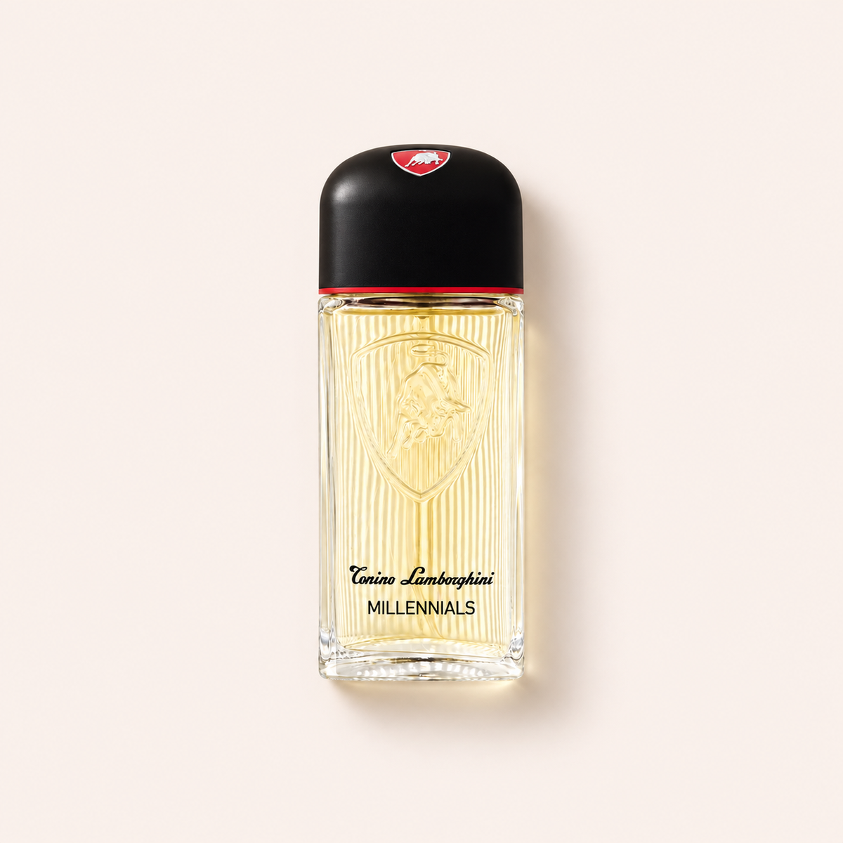 Flakon Lamborghini Millennials EDT 125 ml na béžovém pozadí – MrRizz