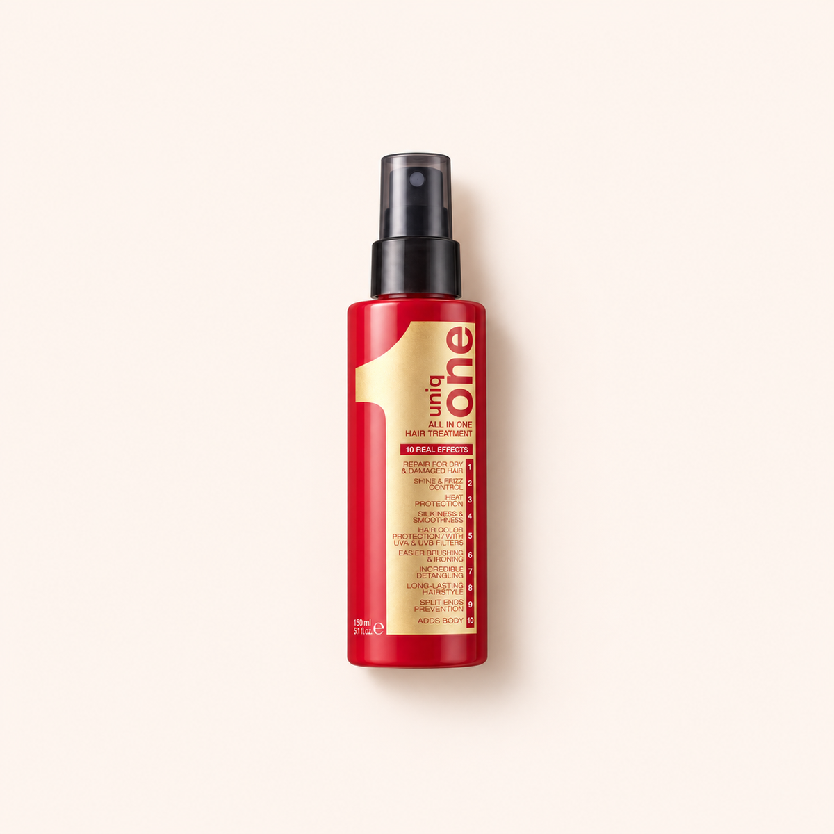 Revlon Professional Uniq One 150 ml na béžovém pozadí – MrRizz