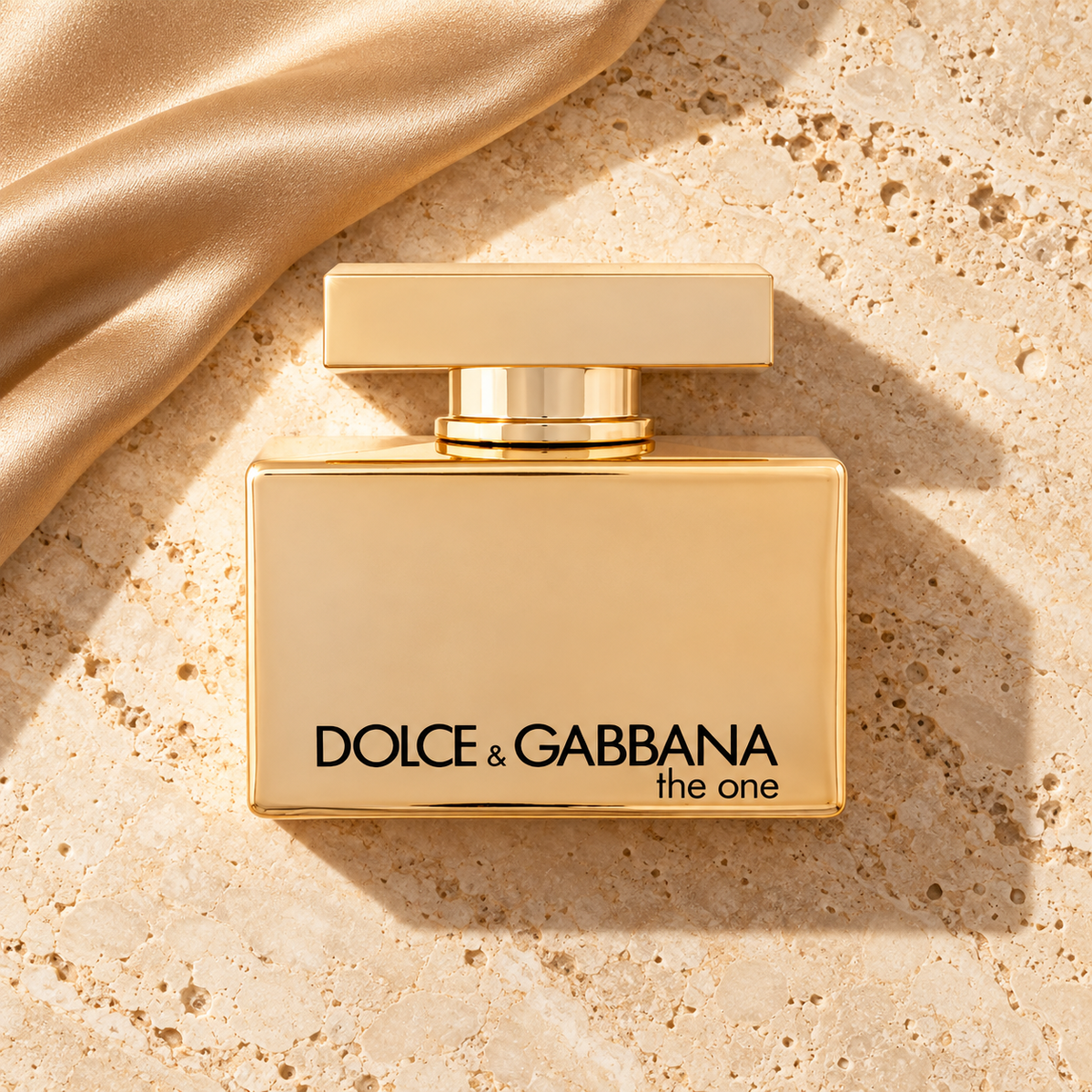 Dolce&Gabbana The One Gold Intense EDP 75 ml – parfém v prostředí, pohled shora s bočním stínem