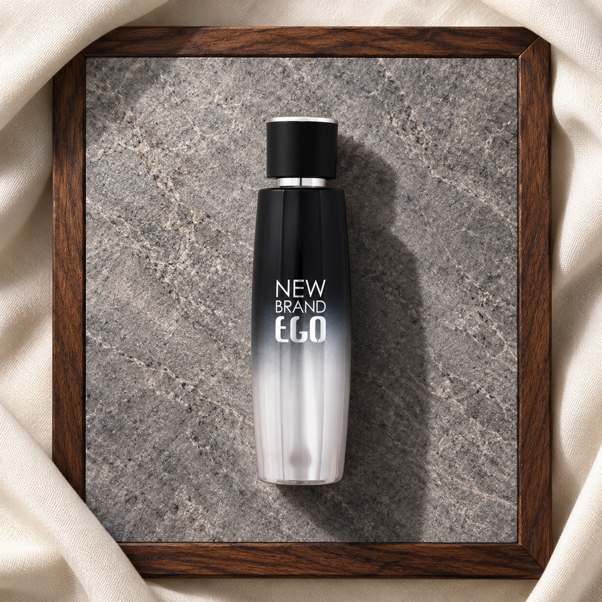 New Brand Parfums Prestige Ego Silver 100 ml – parfém v prostředí, pohled shora s bočním stínem