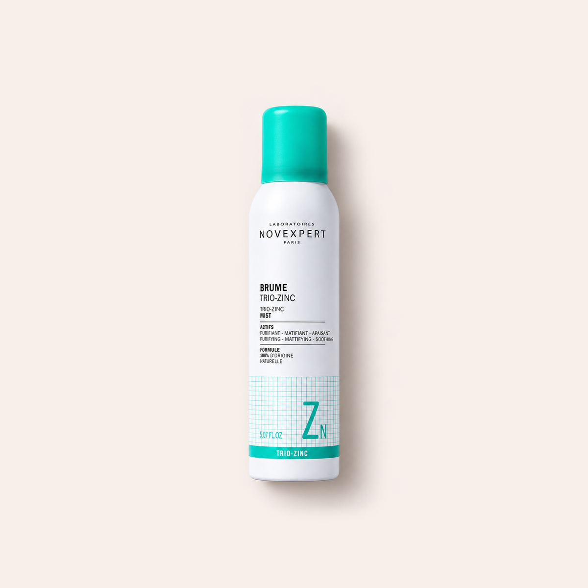 Pleťová mlha Novexpert Trio-Zinc Mist 150 ml na béžovém pozadí – MrRizz