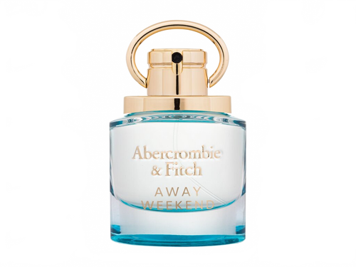 Flakon Abercrombie & Fitch Away Weekend EDP 50 ml na béžovém pozadí – MrRizz