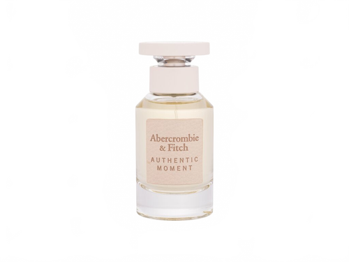 Flakon Abercrombie & Fitch Authentic Moment EDP 50 ml na béžovém pozadí – MrRizz