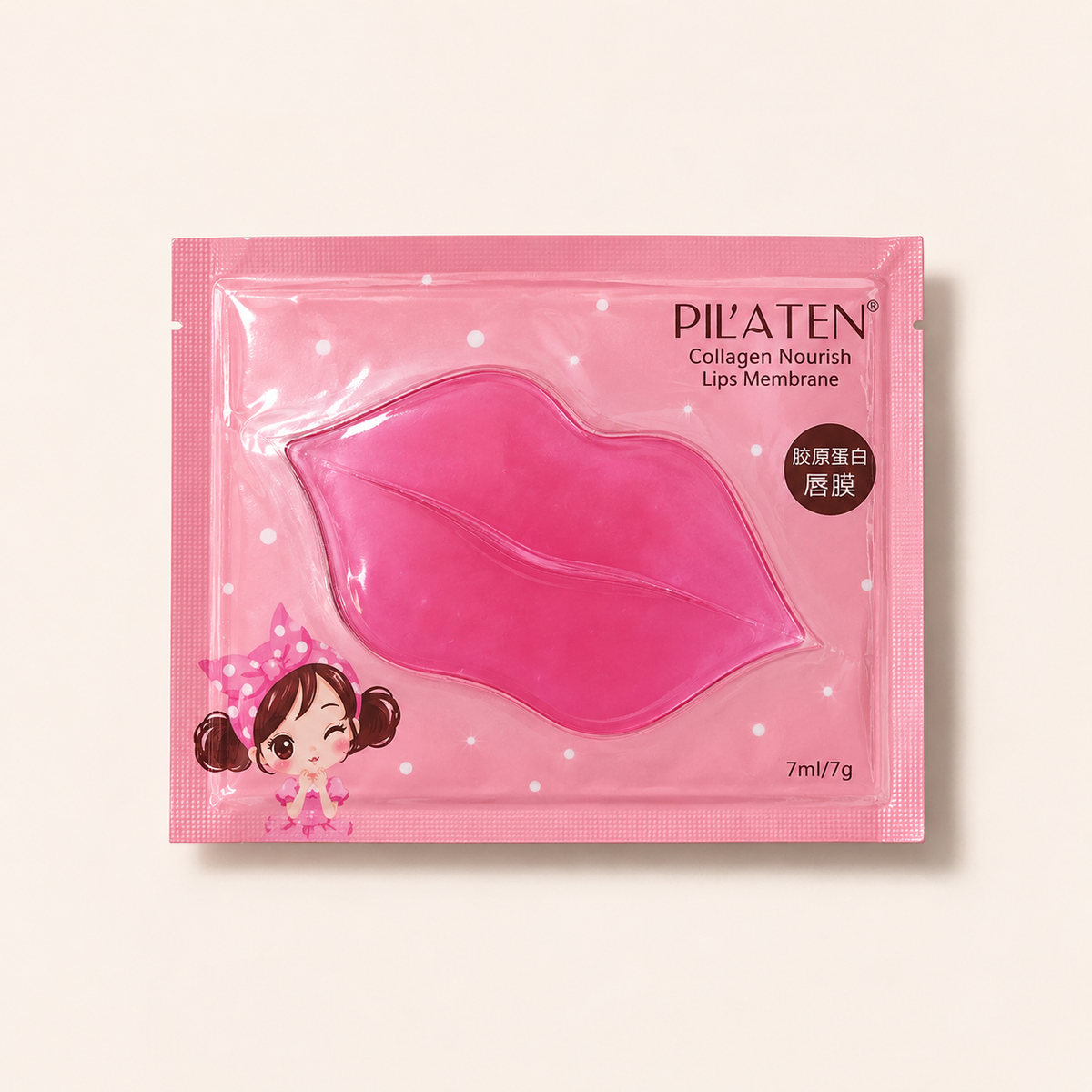 Pleťová maska Pilaten Collagen Nourish Lips Membrane 7 ml na béžovém pozadí – MrRizz