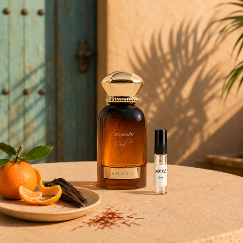 Ahmed Al Maghribi Summer Oud – původní prostředí s lahvičkou vzorku MrRizz