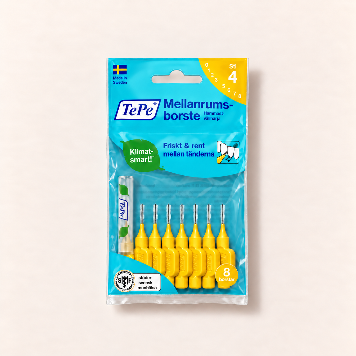 Titulní fotografie produktu TePe Original, žluté mezizubní kartáčky 0,7 mm, balení 8 kusů – MrRizz