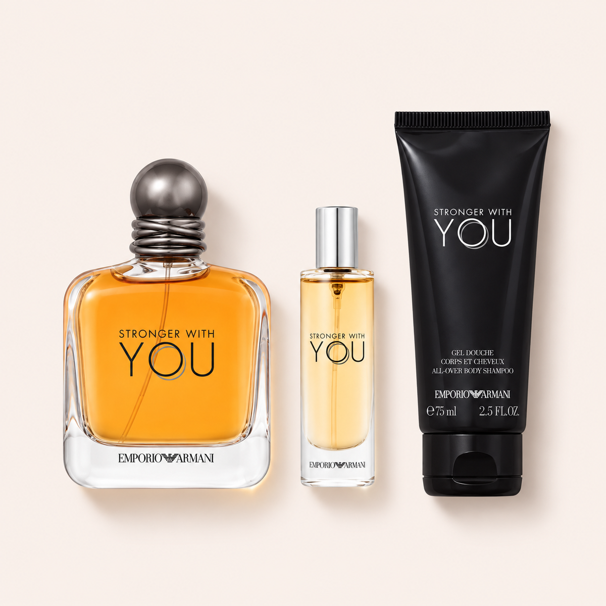Giorgio Armani Stronger With You dárková sada EDT 100 ml + EDT 15 ml + sprchový gel 75 ml – MrRizz