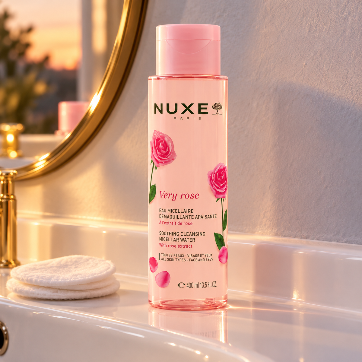 NUXE Very Rose Soothing Cleansing Micellar Water 400 ml – atmosférická fotografie – MrRizz