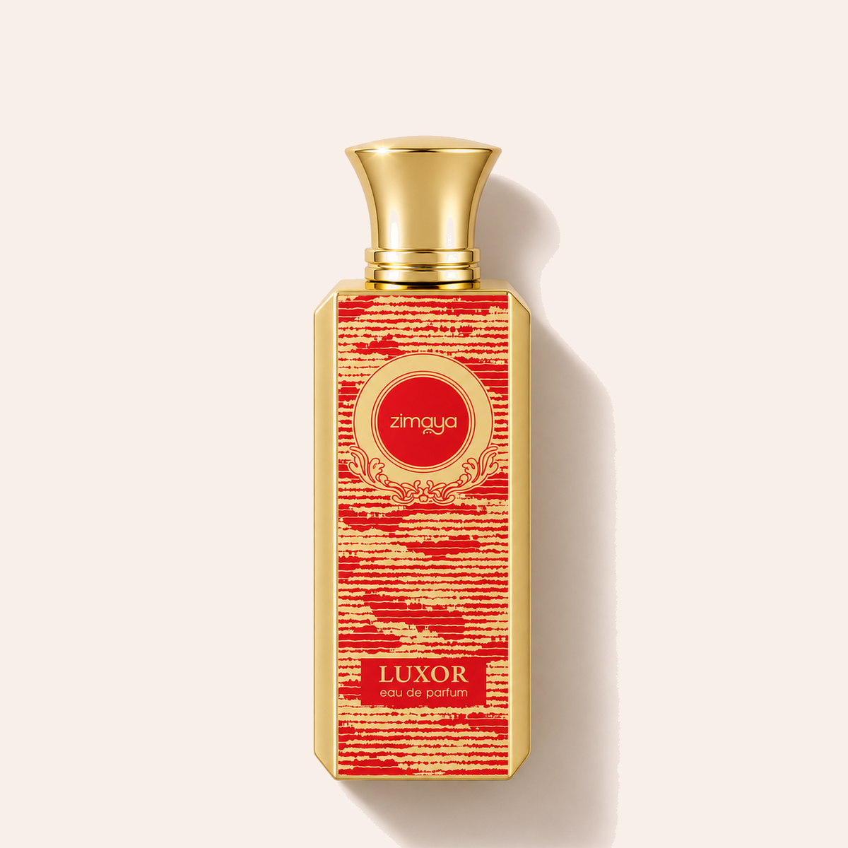 Flakon Zimaya Luxor EDP 100 ml na béžovém pozadí – MrRizz